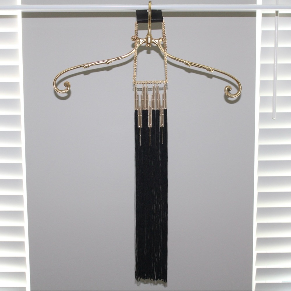 bebe Metal Bar & Long Fringe Statement Necklace - Picture 2 of 13